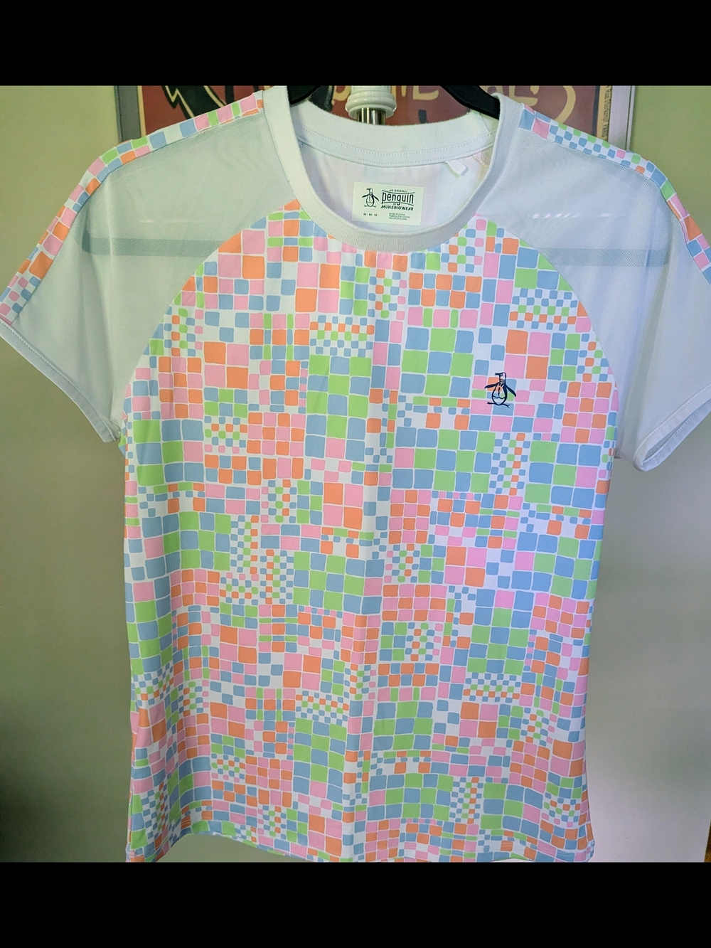 $14 Original Penguin Size M Checkerboard Mesh T-Shirt Pickleball Tennis